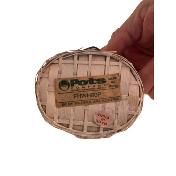 Vintage Set of 3 Wicker mini Pots Baskets Plants White Farmhouse - Picture 7 of 9